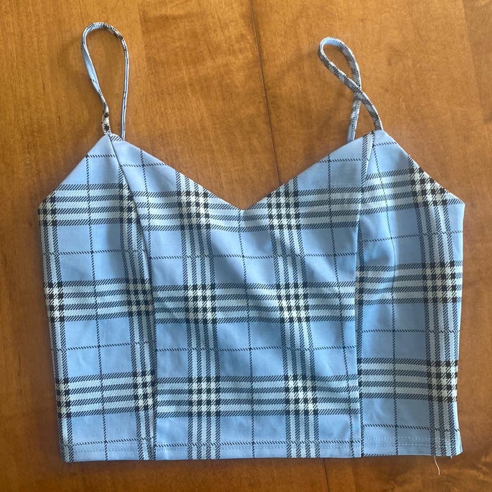 Love Tree Plaid tank Top Crop Top